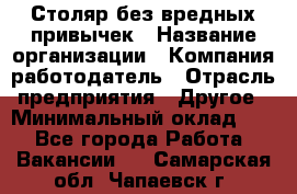 Столяр без вредных привычек › Название организации ­ Компания-работодатель › Отрасль предприятия ­ Другое › Минимальный оклад ­ 1 - Все города Работа » Вакансии   . Самарская обл.,Чапаевск г.